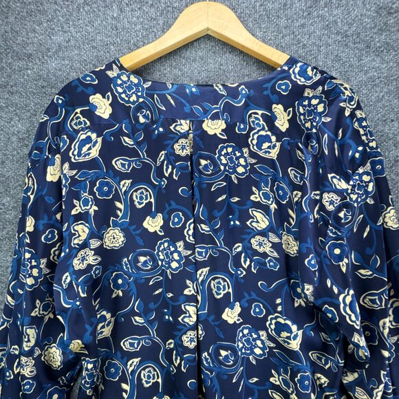 Vintage Victorias Secret Gold Label Silk Sleepshirt Womens Small Blue Floral 90s - Picture 7 of 15